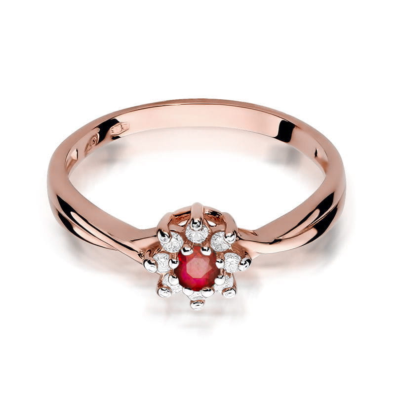 Inel Aur 14K cu Rubin 0.15 ct si Diamante Naturale 0.12 ct, imaginea 9 din 10