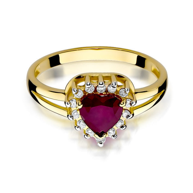 Inel Aur 14K cu Rubin 1.10 ct si Diamante Naturale 0.12 ct, imaginea 2 din 10