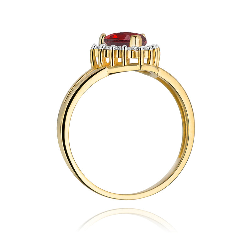 Inel Aur 14K cu Rubin 1.10 ct si Diamante Naturale 0.12 ct, imaginea 3 din 10