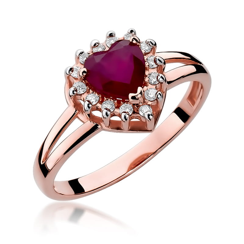 Inel Aur 14K cu Rubin 1.10 ct si Diamante Naturale 0.12 ct, imaginea 8 din 10
