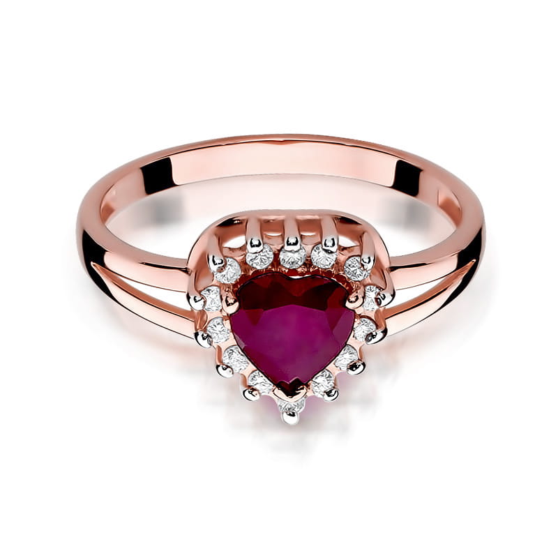 Inel Aur 14K cu Rubin 1.10 ct si Diamante Naturale 0.12 ct, imaginea 9 din 10