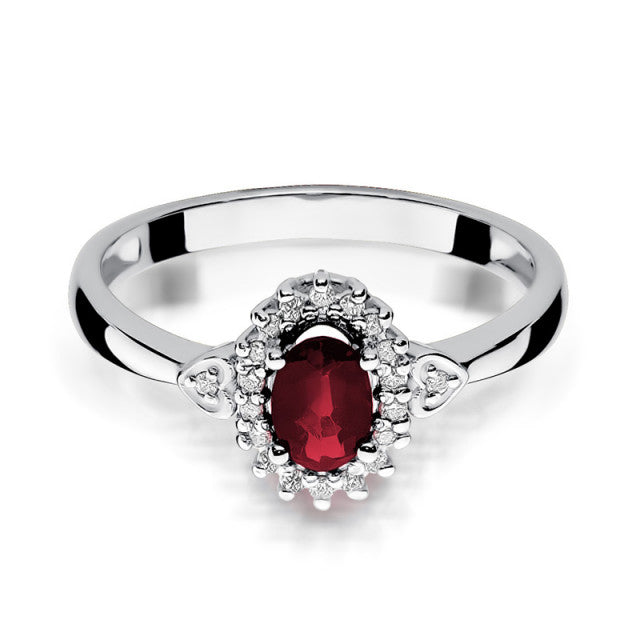 Inel Aur 14K cu Rubin 0.60 ct si Diamante Naturale 0.10 ct, imaginea 6 din 11