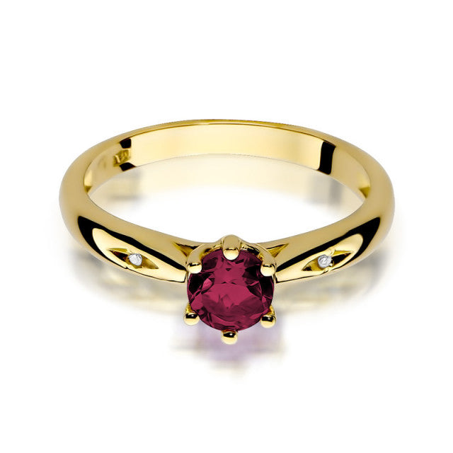 Inel Aur 14K cu Rubin 0.60 ct si Diamante Naturale 0.01 ct, imaginea 2 din 10