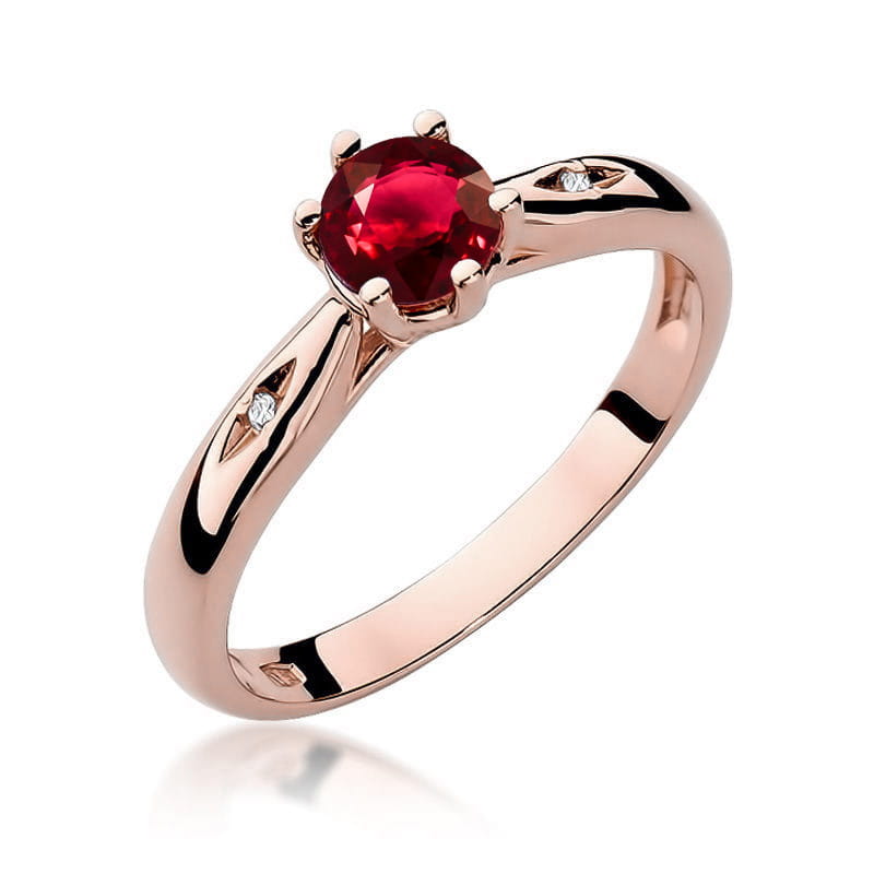 Inel Aur 14K cu Rubin 0.60 ct si Diamante Naturale 0.01 ct, imaginea 8 din 10