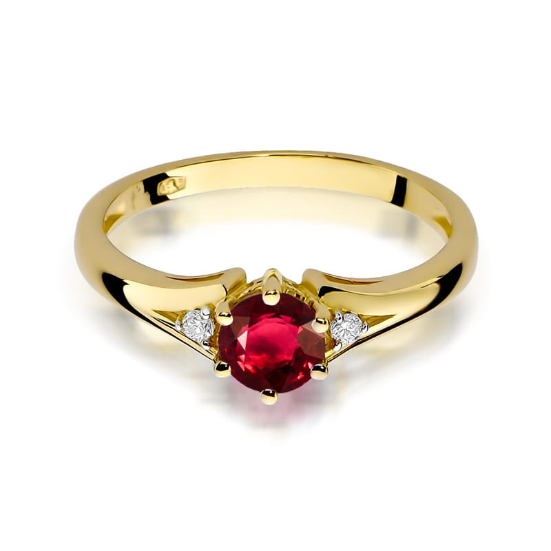 Inel Aur 14K cu Rubin 0.60 ct si Diamante Naturale 0.03 ct, imaginea 2 din 12