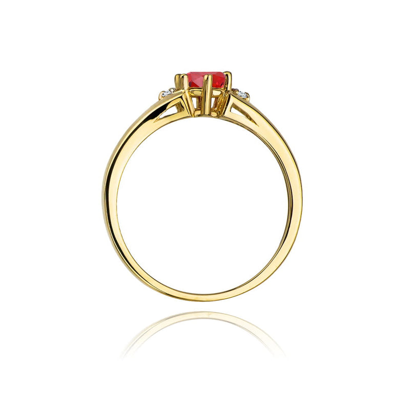 Inel Aur 14K cu Rubin 0.60 ct si Diamante Naturale 0.03 ct, imaginea 3 din 12