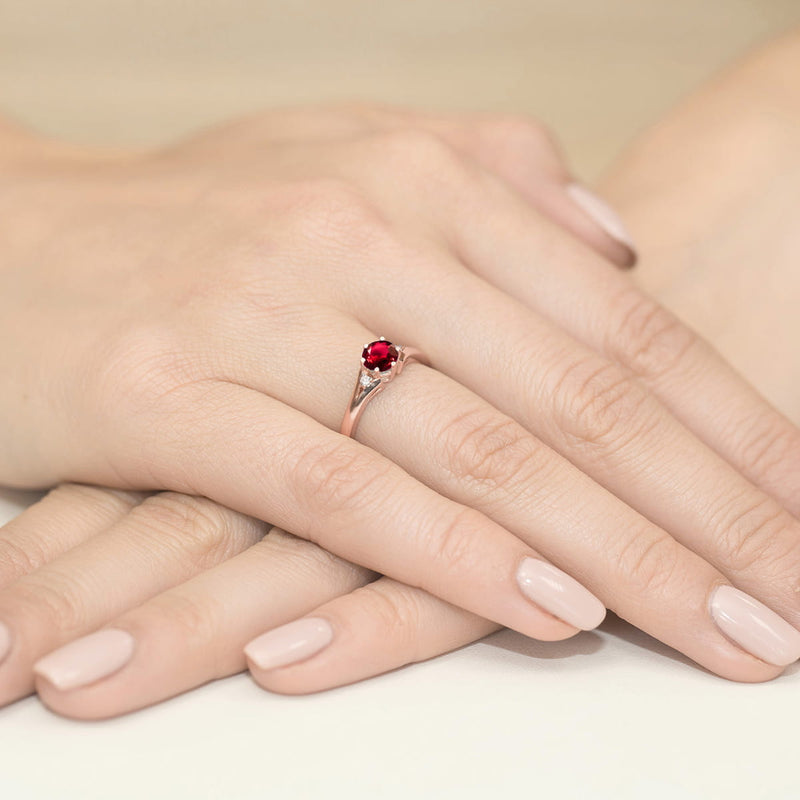 Inel Aur 14K cu Rubin 0.60 ct si Diamante Naturale 0.03 ct, imaginea 8 din 12