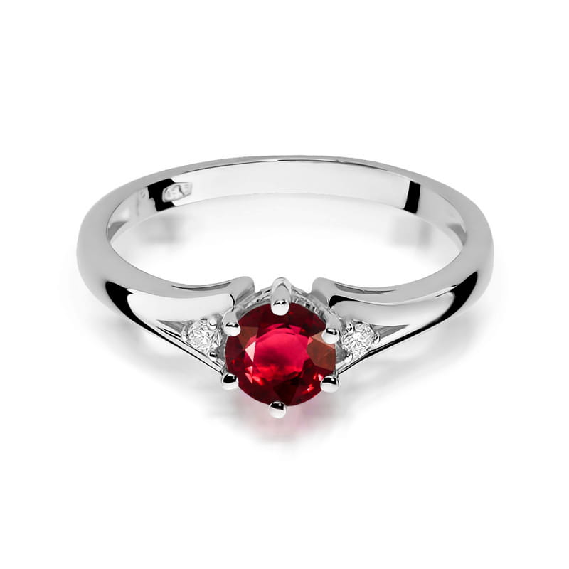 Inel Aur 14K cu Rubin 0.60 ct si Diamante Naturale 0.03 ct, imaginea 10 din 12