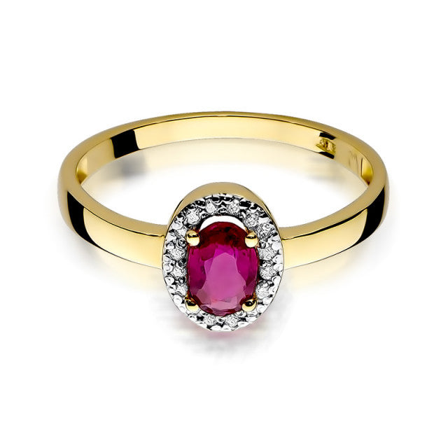 Inel Aur 14K cu Rubin 0.60 ct si Diamante Naturale 0.08 ct, imaginea 2 din 10