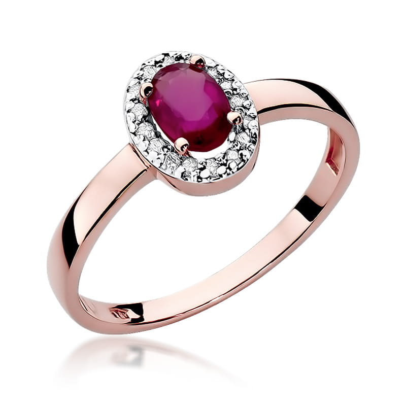 Inel Aur 14K cu Rubin 0.60 ct si Diamante Naturale 0.08 ct, imaginea 8 din 10