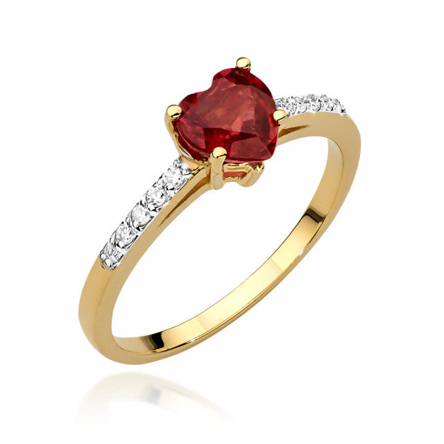Inel Aur 14K cu Rubin 1.10 ct si Diamante Naturale 0.10 ct — Aur galben