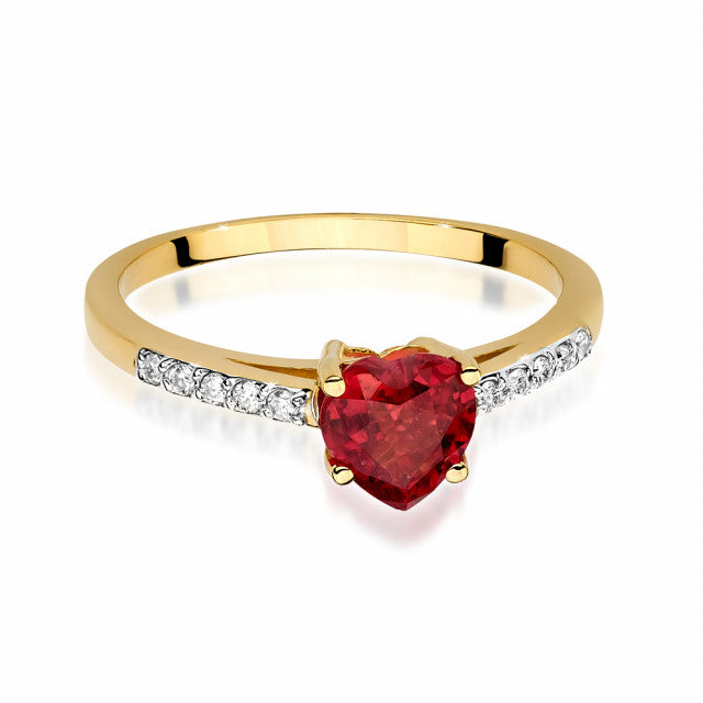 Inel Aur 14K cu Rubin 1.10 ct si Diamante Naturale 0.10 ct, imaginea 2 din 12