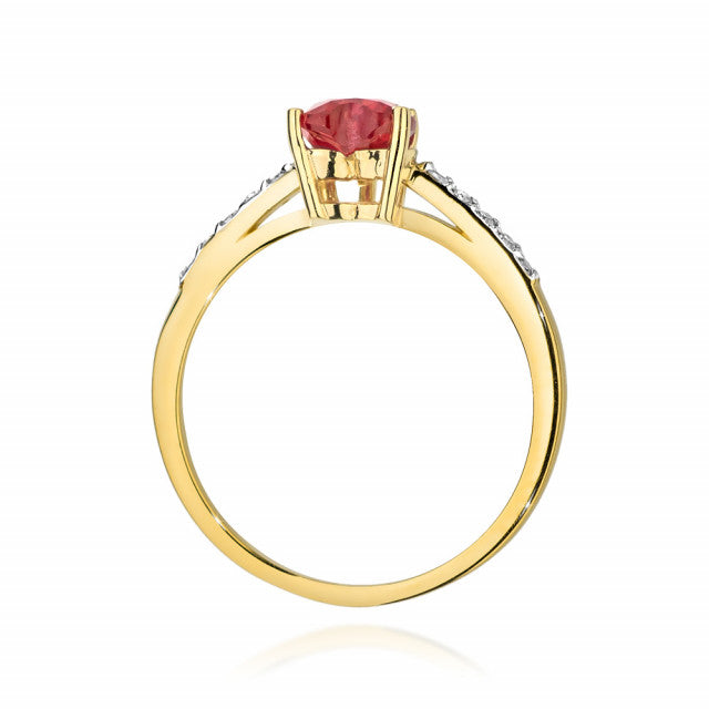 Inel Aur 14K cu Rubin 1.10 ct si Diamante Naturale 0.10 ct, imaginea 3 din 12