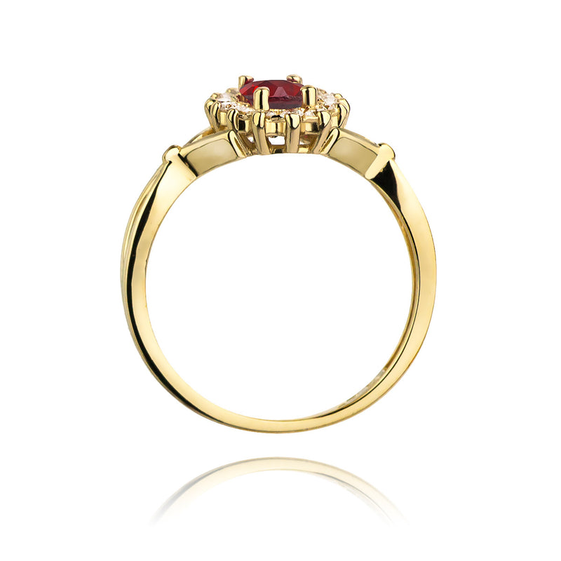 Inel Aur 14K cu Rubin 0.60 ct si Diamante Naturale 0.12 ct, imaginea 3 din 10