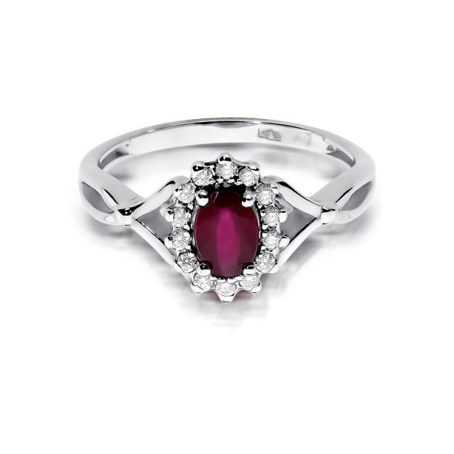 Inel Aur 14K cu Rubin 0.60 ct si Diamante Naturale 0.12 ct, imaginea 6 din 10