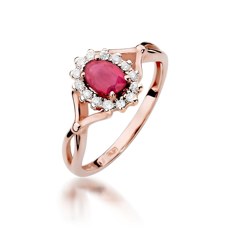 Inel Aur 14K cu Rubin 0.60 ct si Diamante Naturale 0.12 ct, imaginea 8 din 10