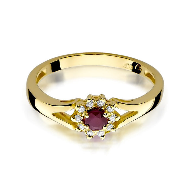 Inel Aur 14K cu Rubin 0.15 ct si Diamante Naturale 0.09 ct, imaginea 2 din 11