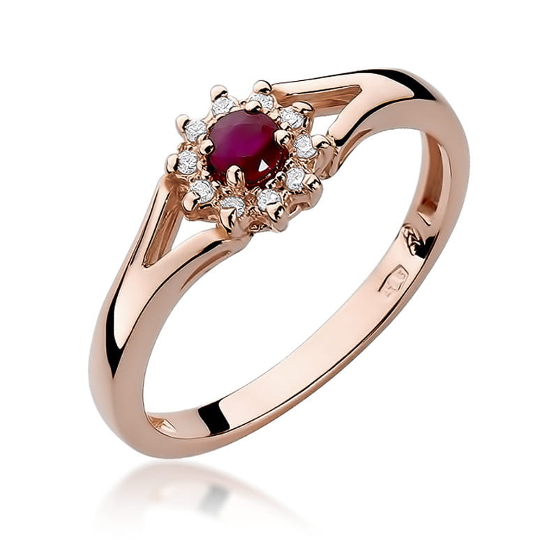 Inel Aur 14K cu Rubin 0.15 ct si Diamante Naturale 0.09 ct, imaginea 8 din 11