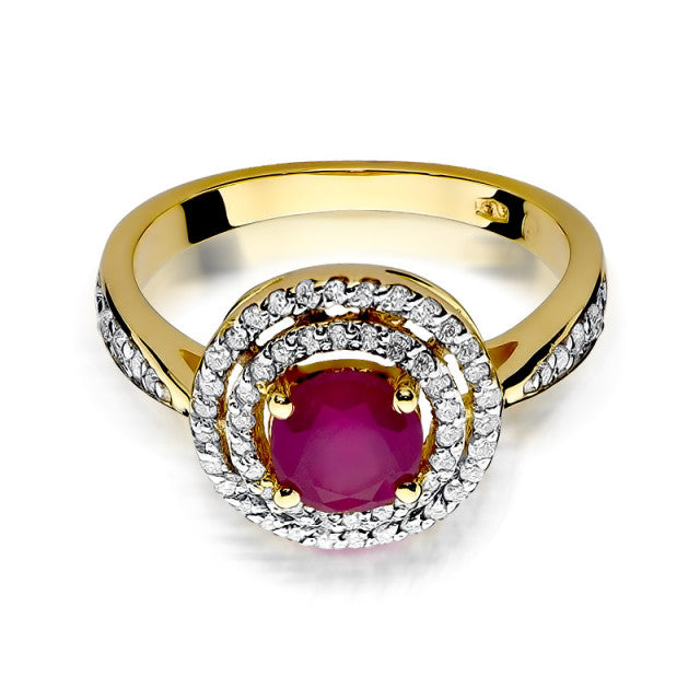 Inel Aur 14K cu Rubin 1.20 ct si Diamante Naturale 0.37 ct, imaginea 2 din 10