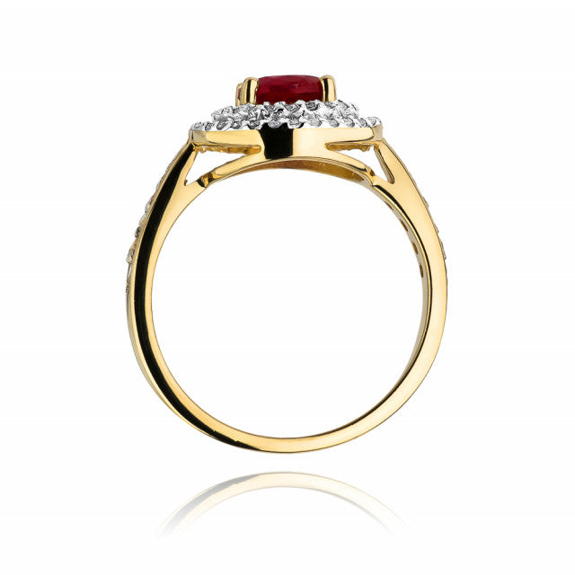 Inel Aur 14K cu Rubin 1.20 ct si Diamante Naturale 0.37 ct, imaginea 3 din 10