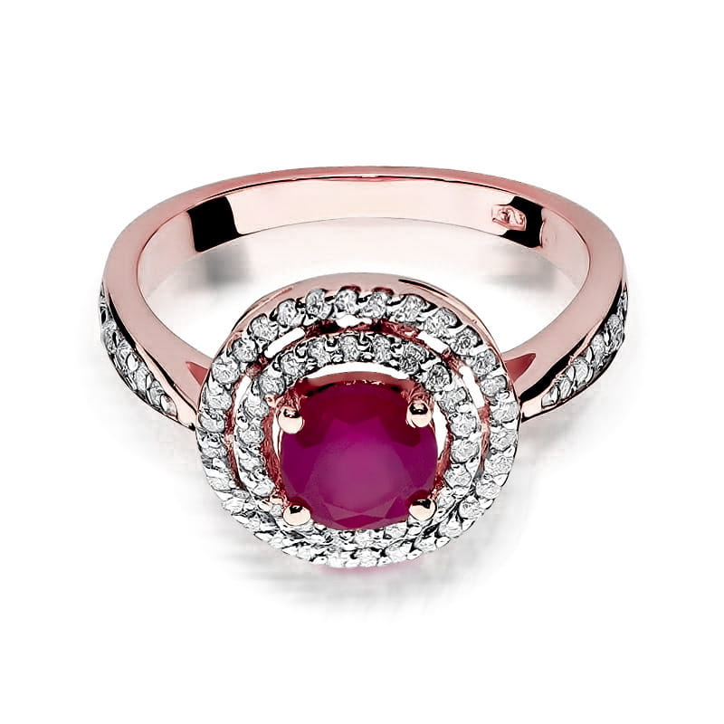 Inel Aur 14K cu Rubin 1.20 ct si Diamante Naturale 0.37 ct, imaginea 9 din 10