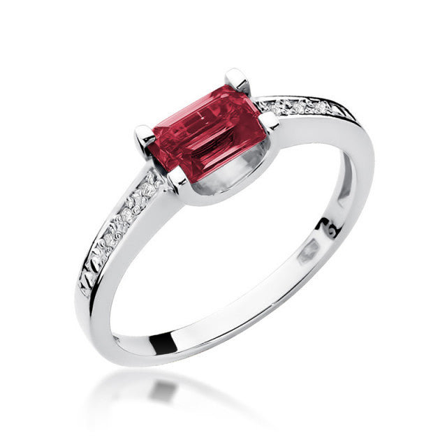 Inel Aur 14K cu Rubin 0.80 ct si Diamante Naturale 0.03 ct, imaginea 5 din 10