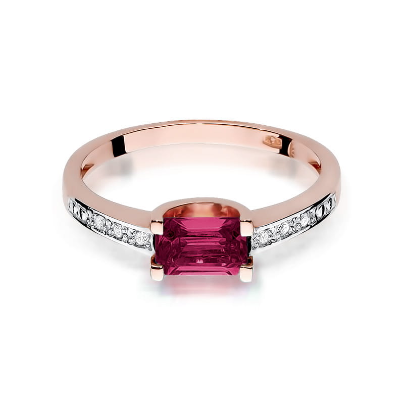 Inel Aur 14K cu Rubin 0.80 ct si Diamante Naturale 0.03 ct, imaginea 9 din 10