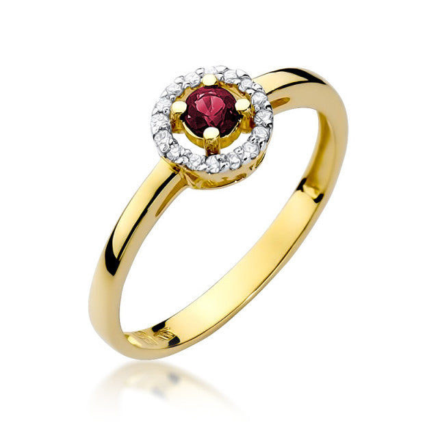 Inel Aur 14K cu Rubin 0.15 ct si Diamante Naturale 0.08 ct — Aur galben