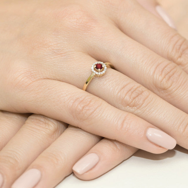 Inel Aur 14K cu Rubin 0.15 ct si Diamante Naturale 0.08 ct, imaginea 4 din 11