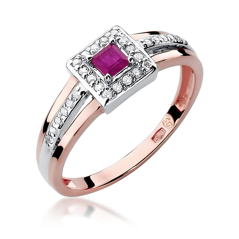 Inel Aur 14K cu Rubin 0.20 ct si Diamante Naturale 0.14 ct, imaginea 8 din 10