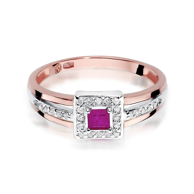 Inel Aur 14K cu Rubin 0.20 ct si Diamante Naturale 0.14 ct, imaginea 9 din 10
