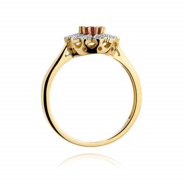 Inel Aur 14K cu Rubin 0.60 ct si Diamante Naturale 0.10 ct, imaginea 3 din 10