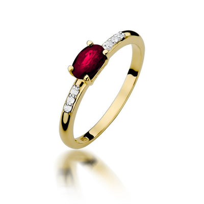 Inel Aur 14K cu Rubin 0.60 ct si Diamante Naturale 0.03 ct