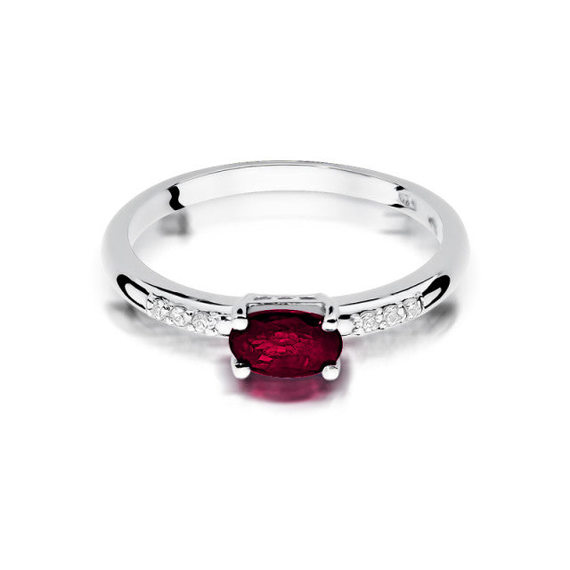 Inel Aur 14K cu Rubin 0.60 ct si Diamante Naturale 0.03 ct, imaginea 6 din 10