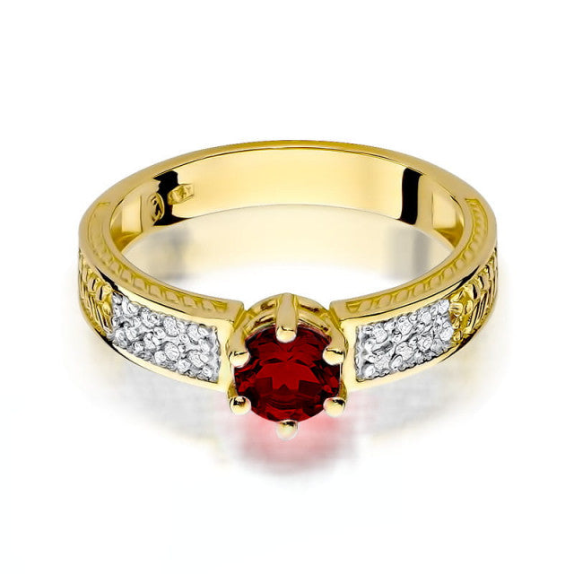 Inel Aur 14K cu Rubin 0.60 ct si Diamante Naturale 0.08 ct, imaginea 2 din 10