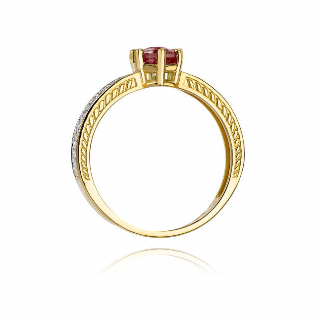 Inel Aur 14K cu Rubin 0.60 ct si Diamante Naturale 0.08 ct, imaginea 3 din 10