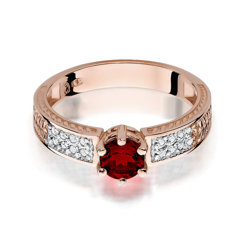 Inel Aur 14K cu Rubin 0.60 ct si Diamante Naturale 0.08 ct, imaginea 9 din 10