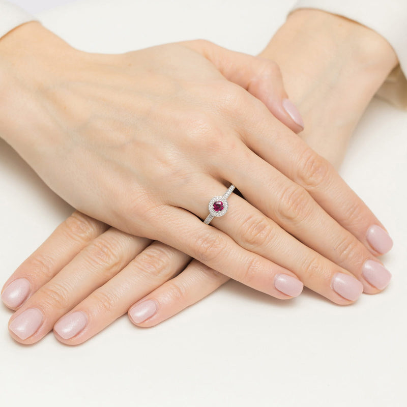 Inel Aur 14K cu Rubin 0.30 ct si Diamante Naturale 0.34 ct, imaginea 8 din 11