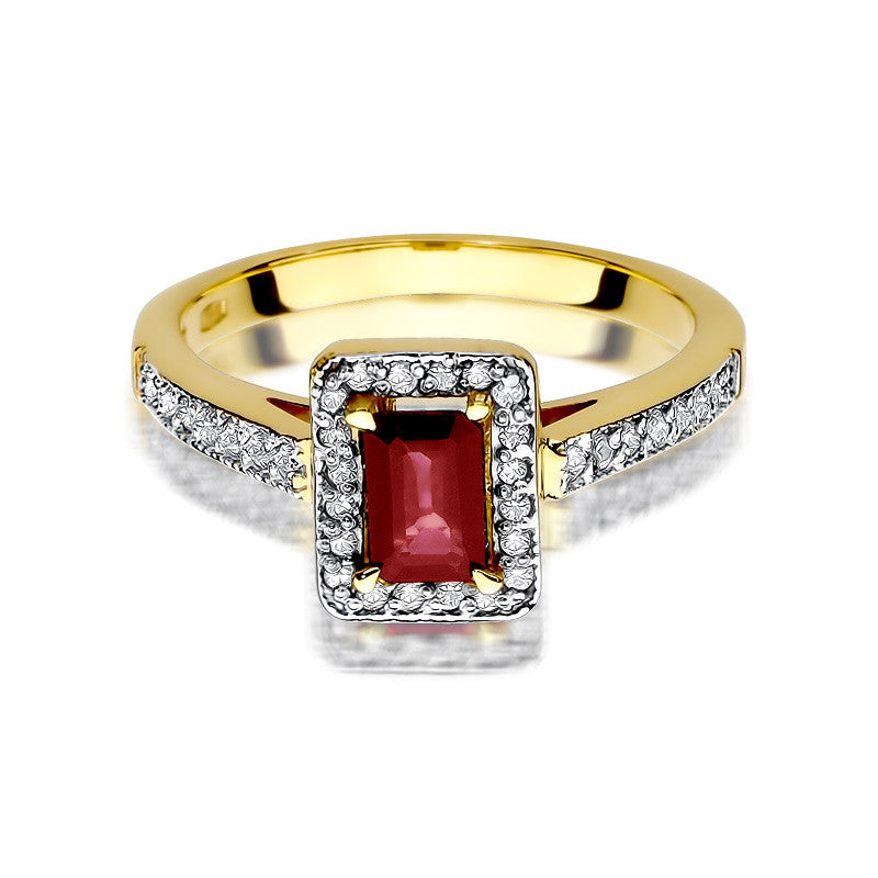 Inel Aur 14K cu Rubin 0.80 ct si Diamante Naturale 0.22 ct, imaginea 2 din 11