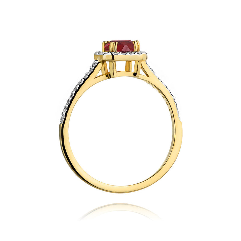 Inel Aur 14K cu Rubin 0.80 ct si Diamante Naturale 0.22 ct, imaginea 3 din 11