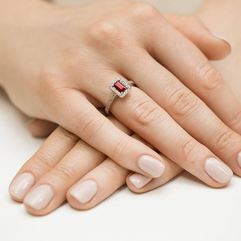 Inel Aur 14K cu Rubin 0.80 ct si Diamante Naturale 0.22 ct, imaginea 8 din 11