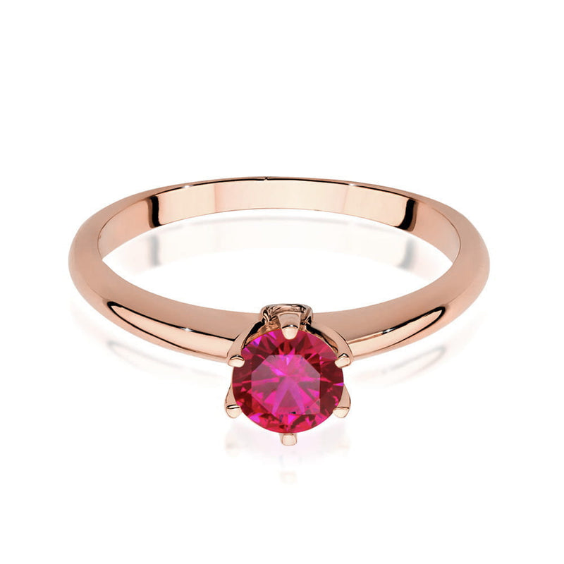 Inel Aur 14K cu Rubin 0.60 ct si Diamante Naturale 0.04 ct, imaginea 9 din 10