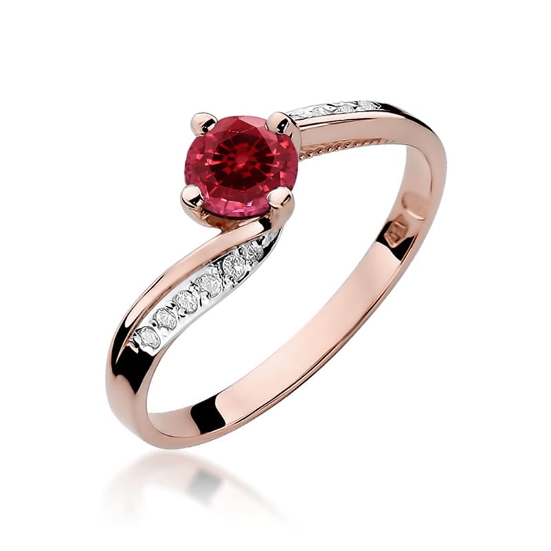 Inel Aur 14K cu Rubin 0.60 ct si Diamante Naturale 0.05 ct, imaginea 8 din 10