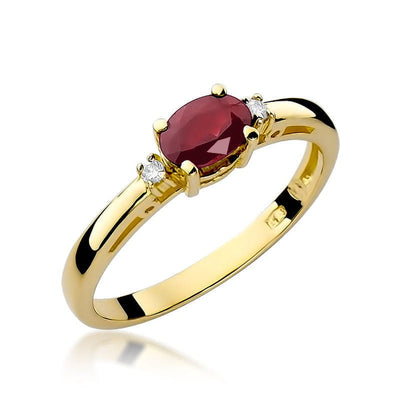 Inel Aur 14K cu Rubin 0.60 ct si Diamante Naturale 0.03 ct