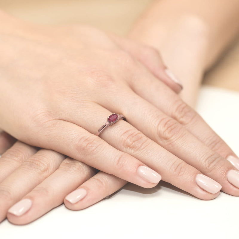 Inel Aur 14K cu Rubin 0.60 ct si Diamante Naturale 0.03 ct, imaginea 11 din 11