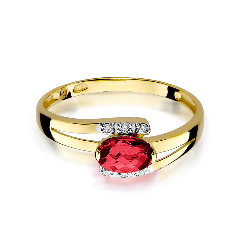 Inel Aur 14K cu Rubin 0.60 ct si Diamante Naturale 0.05 ct, imaginea 2 din 10