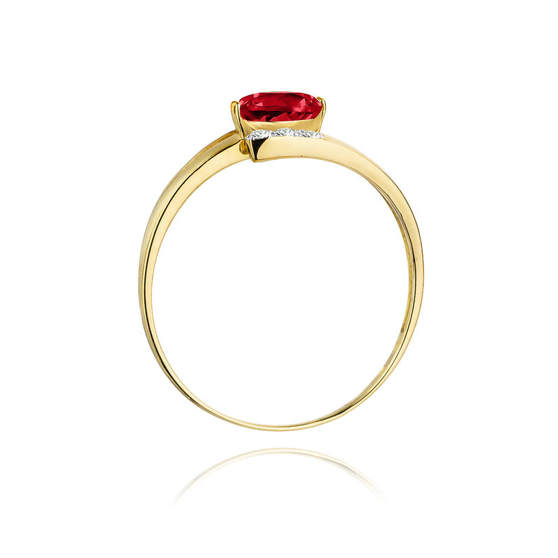 Inel Aur 14K cu Rubin 0.60 ct si Diamante Naturale 0.05 ct, imaginea 3 din 10