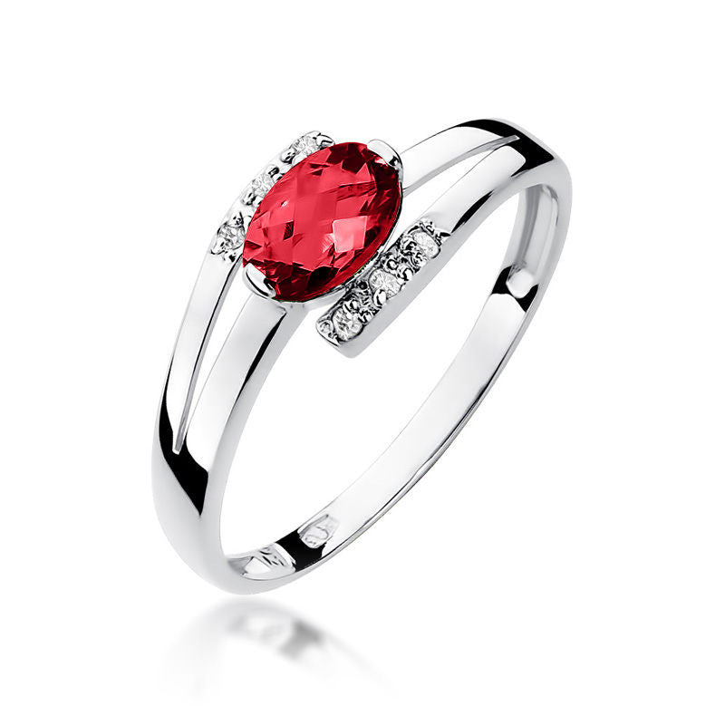 Inel Aur 14K cu Rubin 0.60 ct si Diamante Naturale 0.05 ct, imaginea 4 din 10