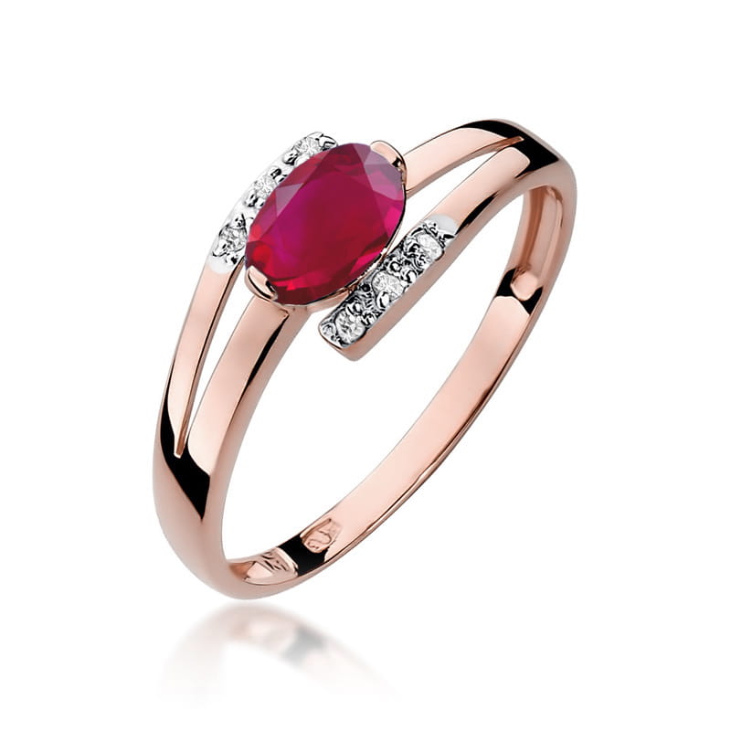 Inel Aur 14K cu Rubin 0.60 ct si Diamante Naturale 0.05 ct, imaginea 8 din 10
