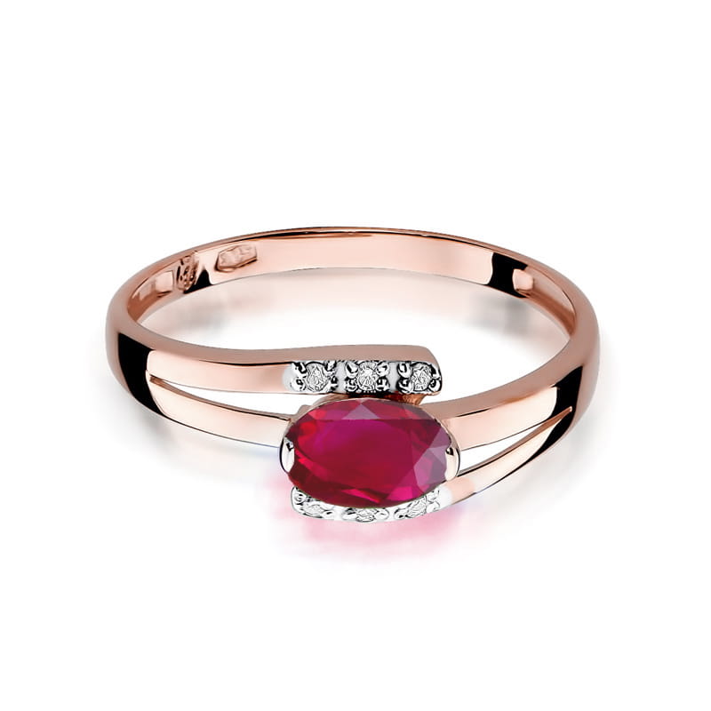 Inel Aur 14K cu Rubin 0.60 ct si Diamante Naturale 0.05 ct, imaginea 9 din 10